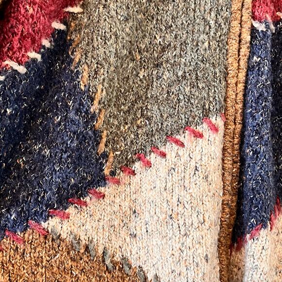 Vintage 90s Women’s Chunky Cardigan Grandpa Sweater DRESSBARN Patchwork Sz 18/20 - Picture 6 of 6